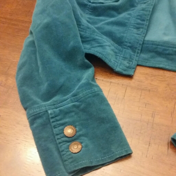 Copper Key Teal Velvet Cropped Jacket - Picture 7 of 12